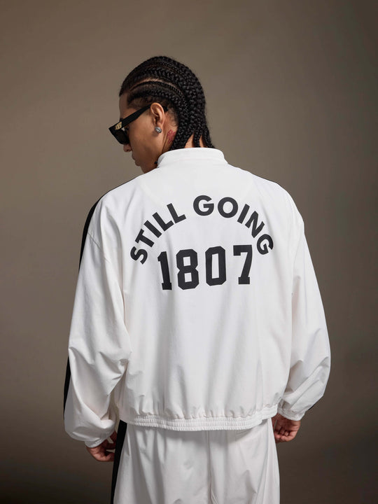 1807 Logo Print and Patch Sports Track Jacket | Face 3 Face