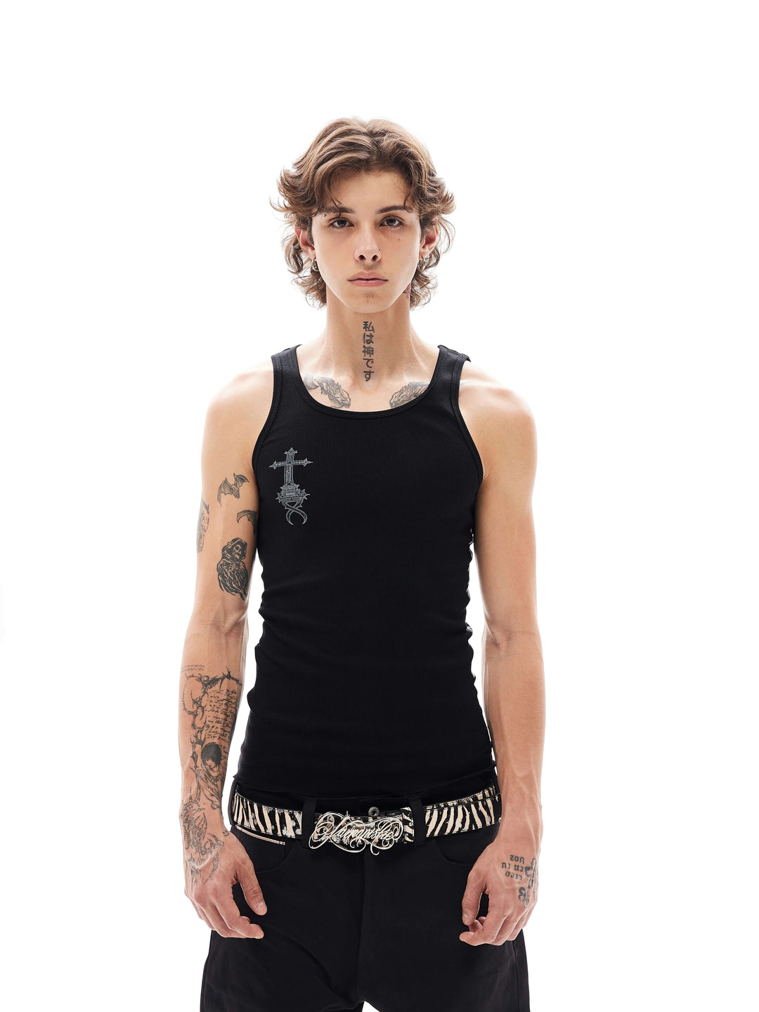 KARMANISTIC Cross Letter Print Tank Top | Face 3 Face