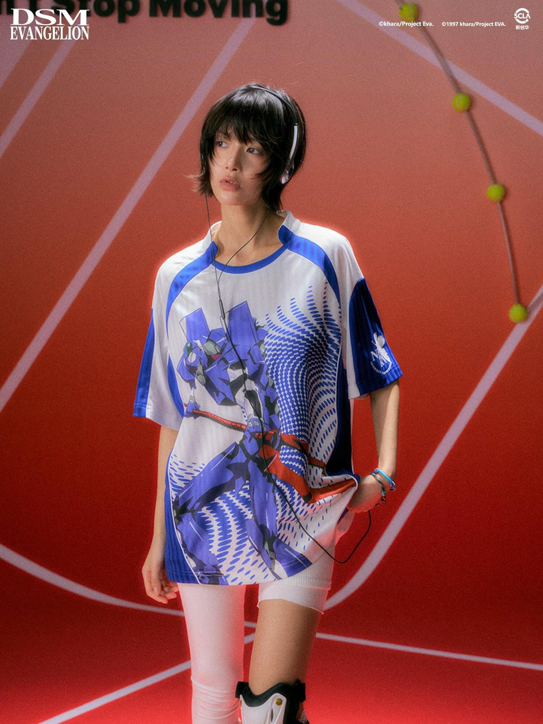 DSM x EVA Unit Graphic Print Striped Short Sleeve Soccer Jersey