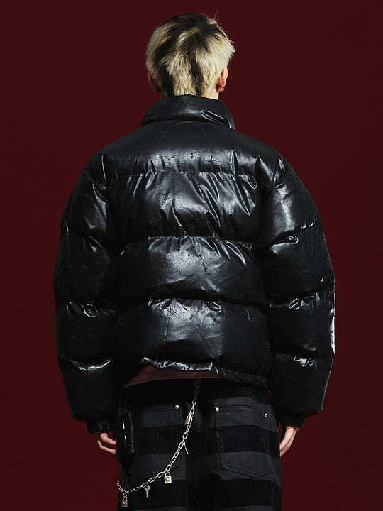 Remedy Cracked Design Puffer Jacket | Face 3 Face