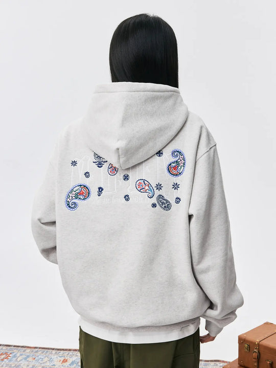 MEDM Ethnic Paisley Flower Embroidered Hoodie | Face 3 Face
