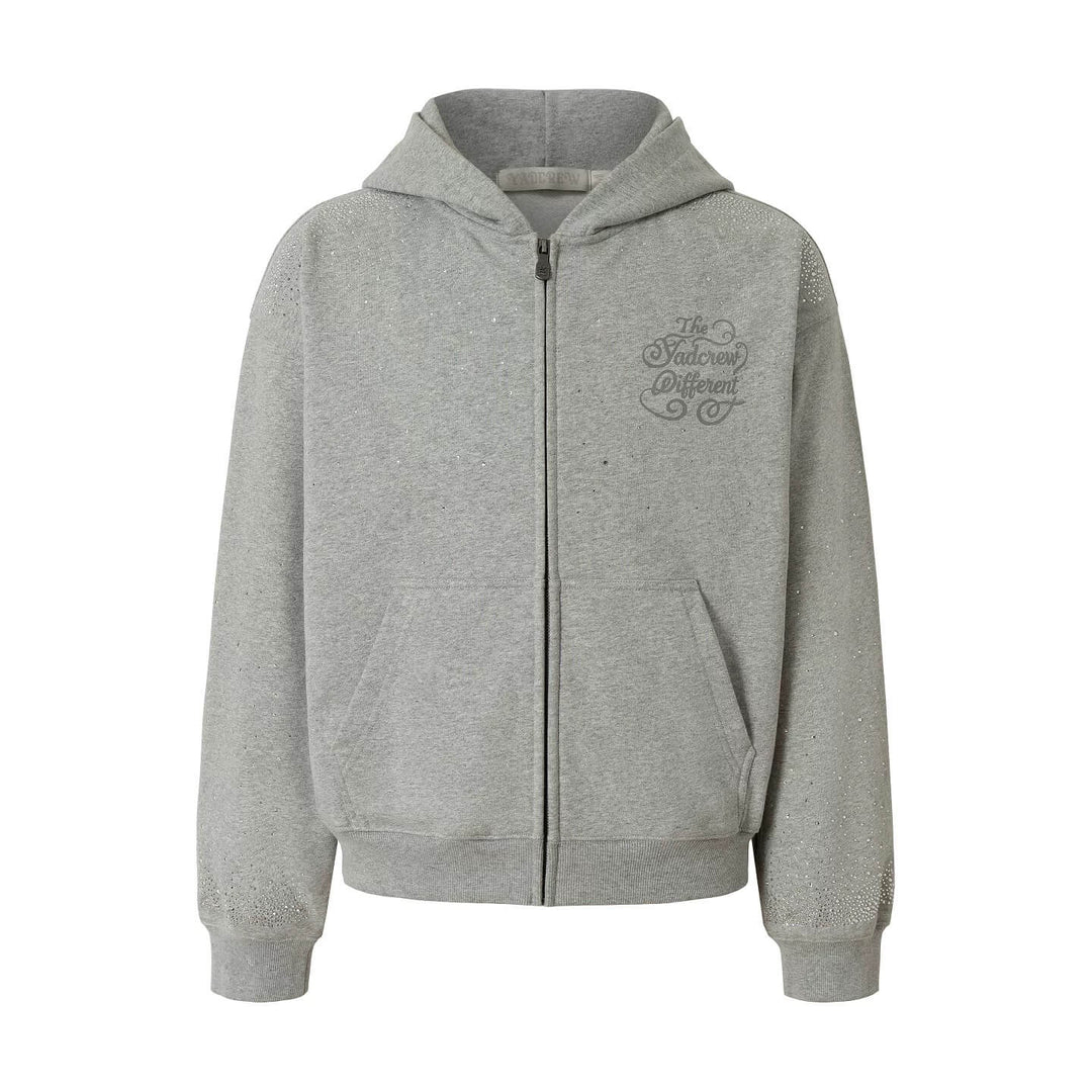 YADcrew All Over Gradient Rhinestone Zip Up Hoodie | Face 3 Face