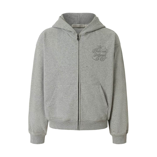 YADcrew All Over Gradient Rhinestone Zip Up Hoodie | Face 3 Face