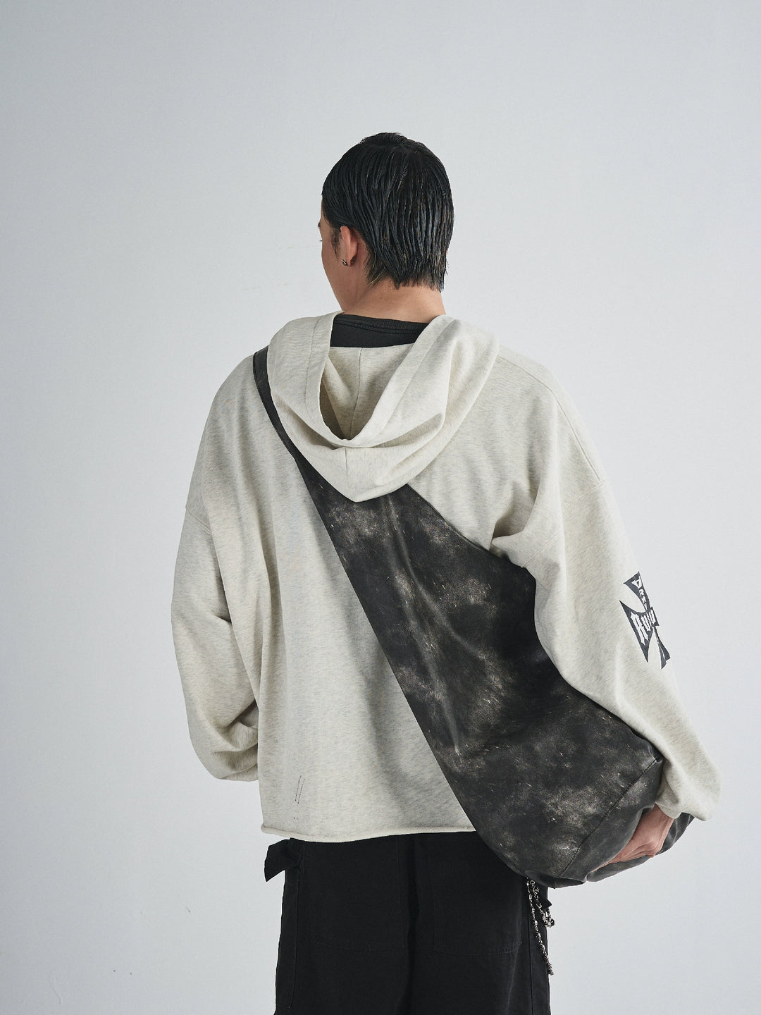 RUSURE V Neck Cross Logo Destruction Hoodie | Face 3 Face