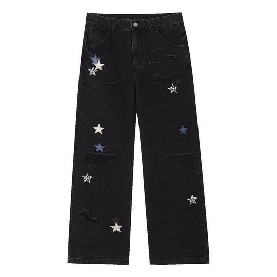 MEDM Multi Star Patch Washed Distressed Jeans | Face 3 Face