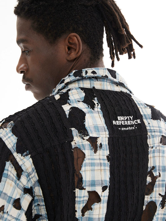 EMPTY REFERENCE Plaid Lace Patchwork Long Sleeve Shirt | Face 3 Face