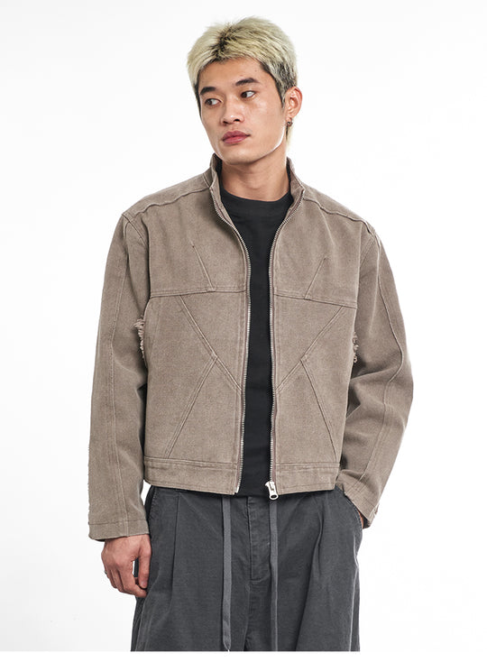 F3F Select Washed Denim Motorcycle Jacket | Face 3 Face