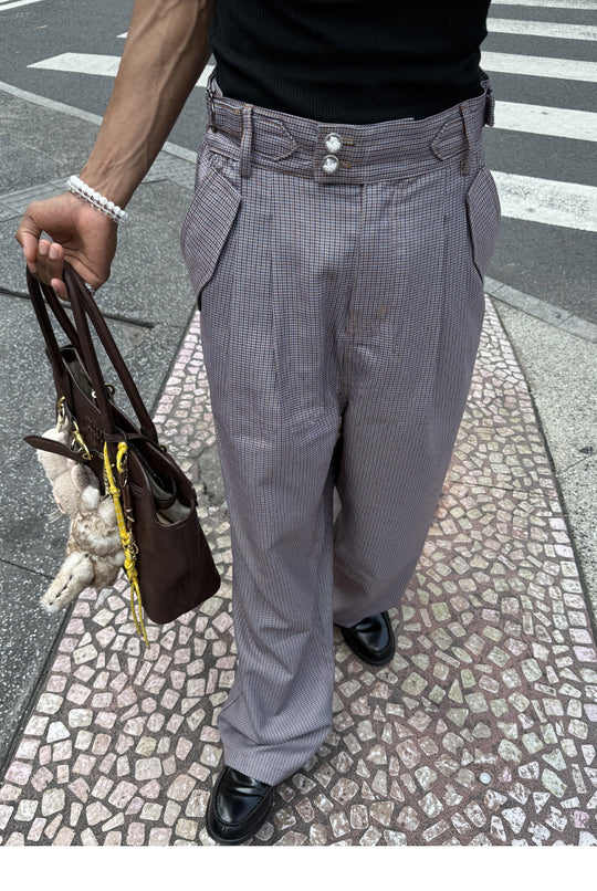 STEEPC Houndstooth Tucked Baggy Suit Pants | Face 3 Face