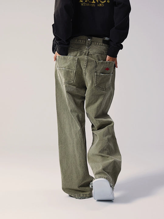 Remedy Washed Star Studs Work Jeans | Face 3 Face