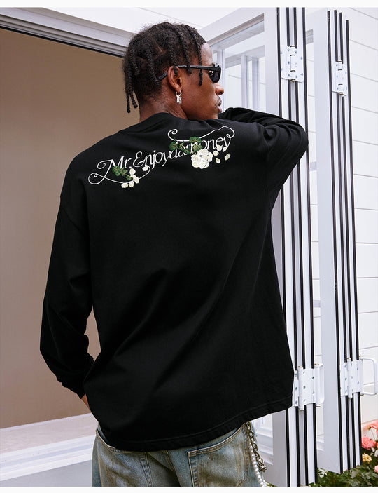 MEDM Big M Flower Embroidered Long Sleeve Tee | Face 3 Face