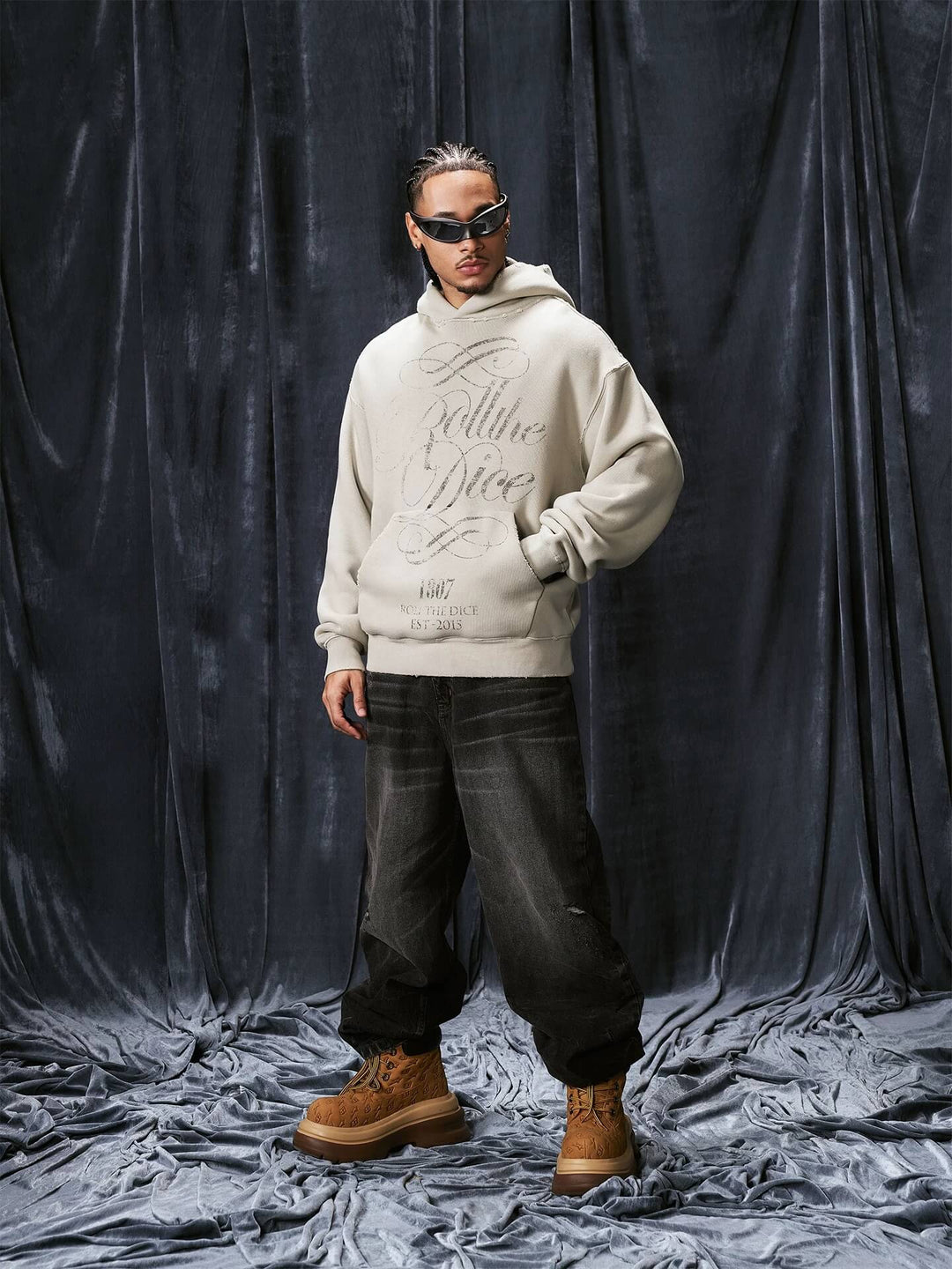 1807 ROLLTHEDICE Vintage Printed Distressed Hoodie | Face 3 Face