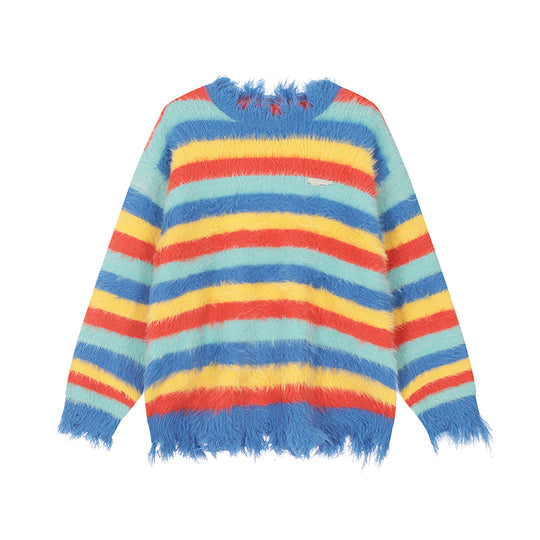 knitted sweater | Achock Gradient Striped Knit Sweater | Face 3 Face