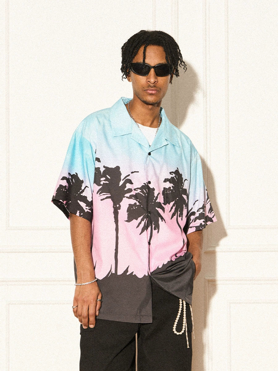 EMPTY REFERENCE Evening Coconut Silhouette Short Sleeve Shirt