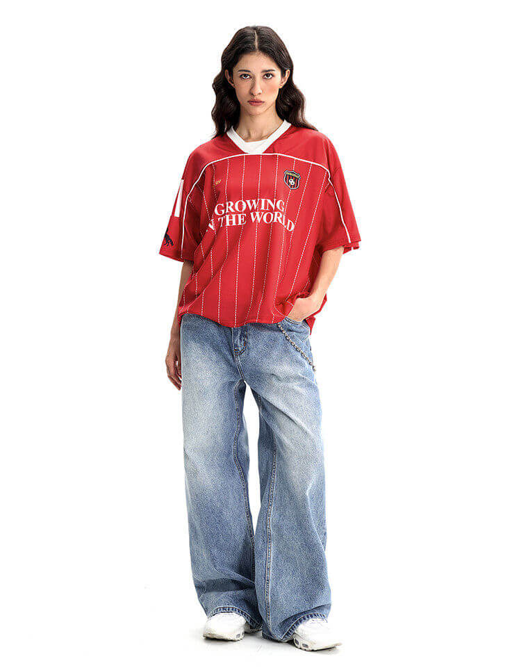 F3F Select Stitch Stripe Mesh V Neck Short Sleeve Soccer Jersey | Face 3 Face
