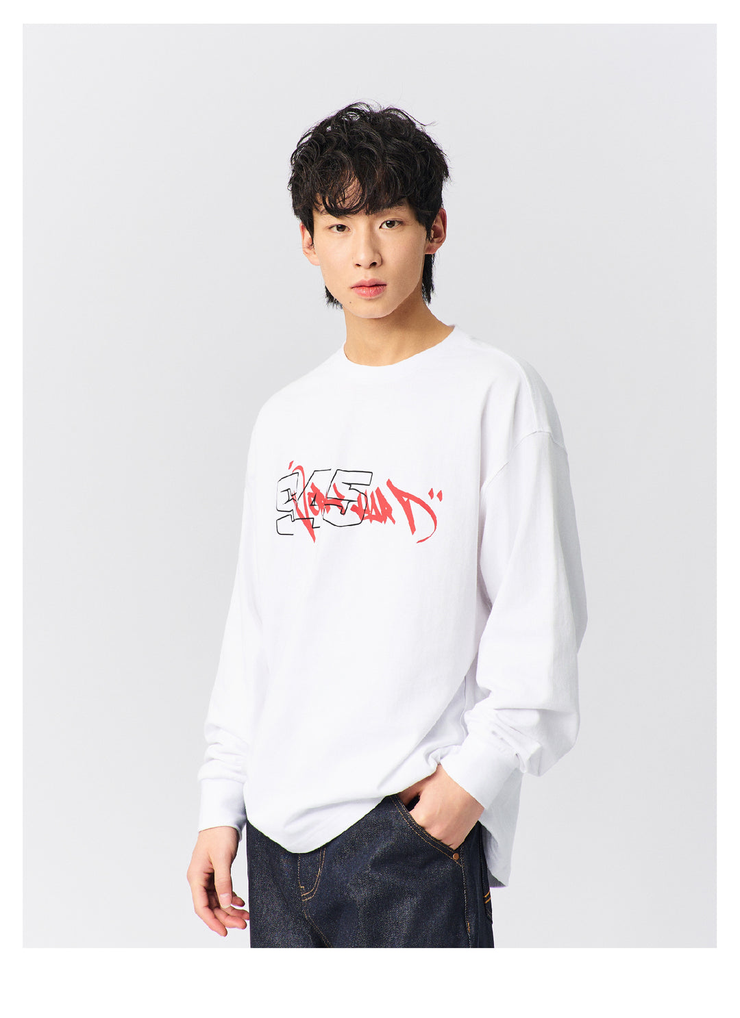 S45 Graffiti Font Typography Long-Sleeve Tee | Face 3 Face