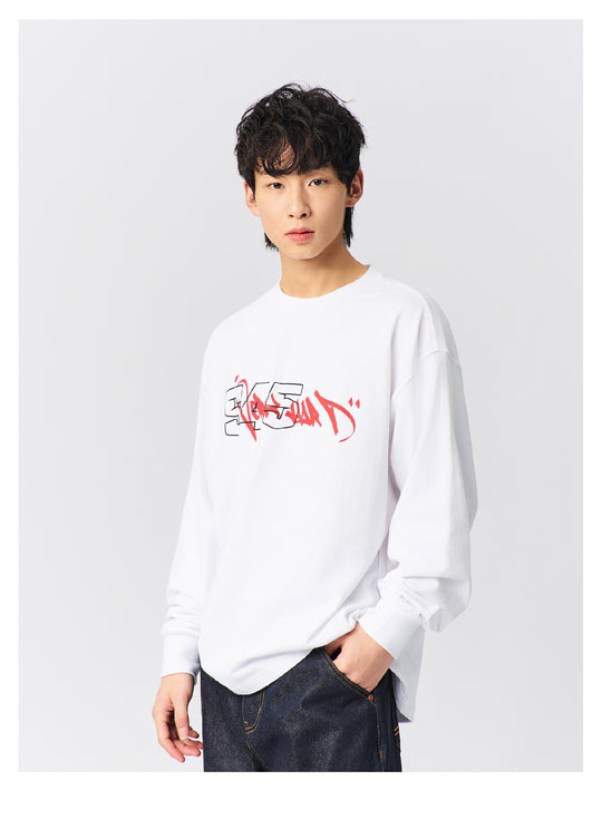 S45 Graffiti Font Typography Long-Sleeve Tee | Face 3 Face