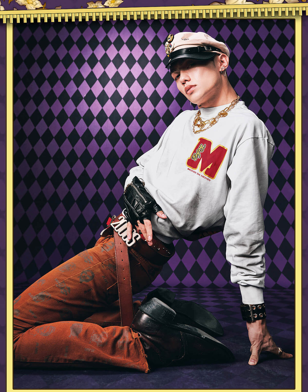 MEDM × JOJO Washed Distressed Character Print Long Sleeve Tee | Face 3 Face