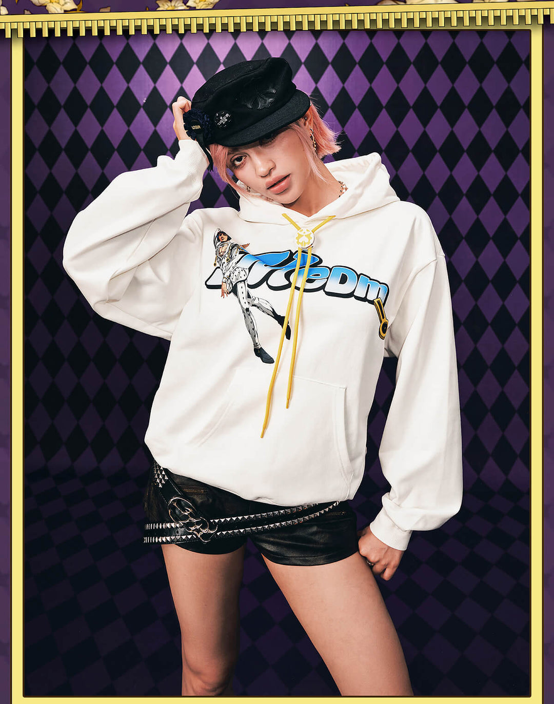 MEDM × JOJO Accent Drawstring Print Hoodie | Face 3 Face