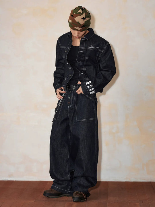 MEDM Denim Baggy Baker Pants | Face 3 Face