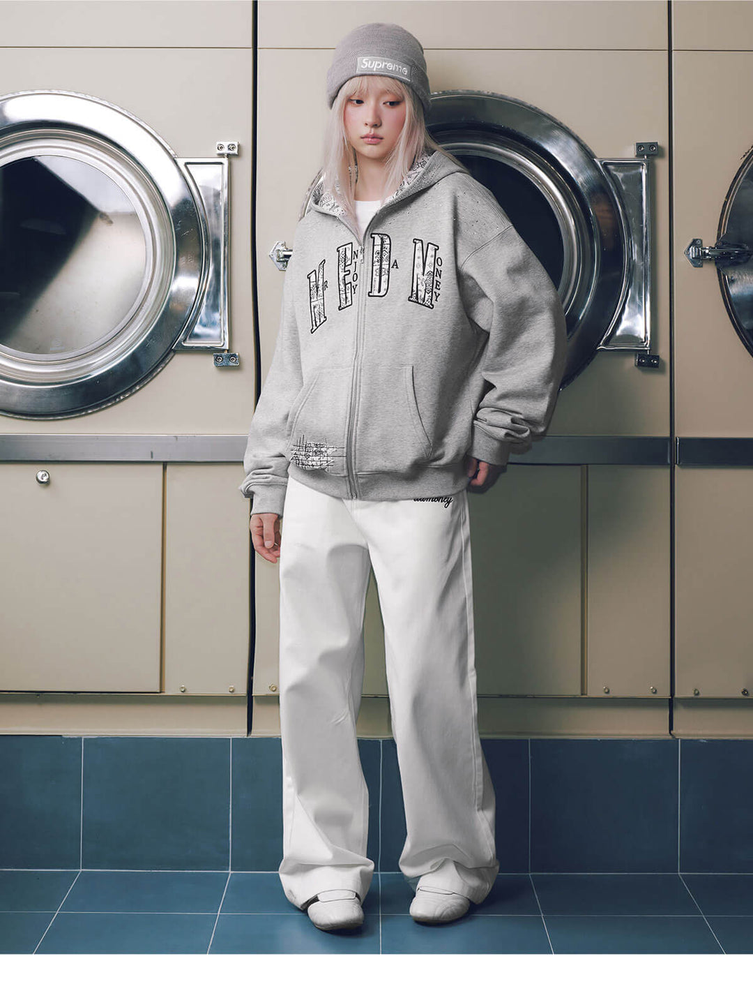 MEDM Leather Label Logo Embroidered Jeans | Face 3 Face