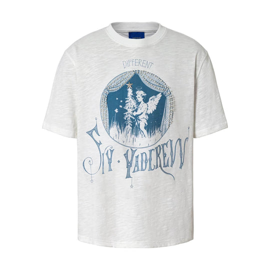 YADcrew Angel Print Star Studded Pearl Embellished Tee | Face 3 Face