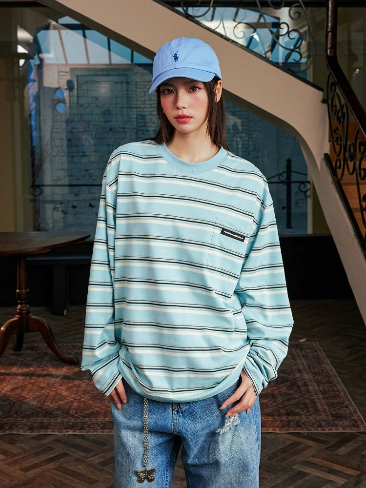 Harsh and Cruel Striped Pocket Long Sleeve Tee | Face 3 Face