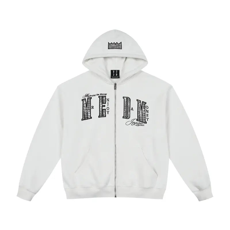 MEDM Pearl Logo Embellished Zip Up Hoodie | Face 3 Face
