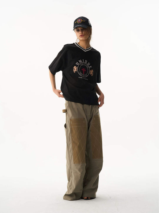 EXITMODE BY BLIND NO PLAN Washed Distressed V Neck Short Sleeve Tee
