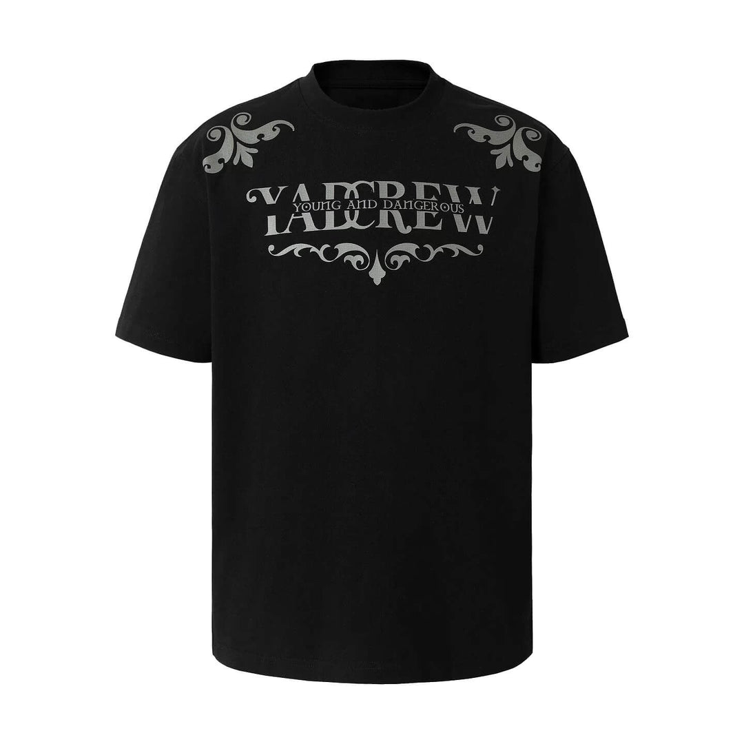 YADcrew Baroque Raised Logo Print Tee | Face 3 Face