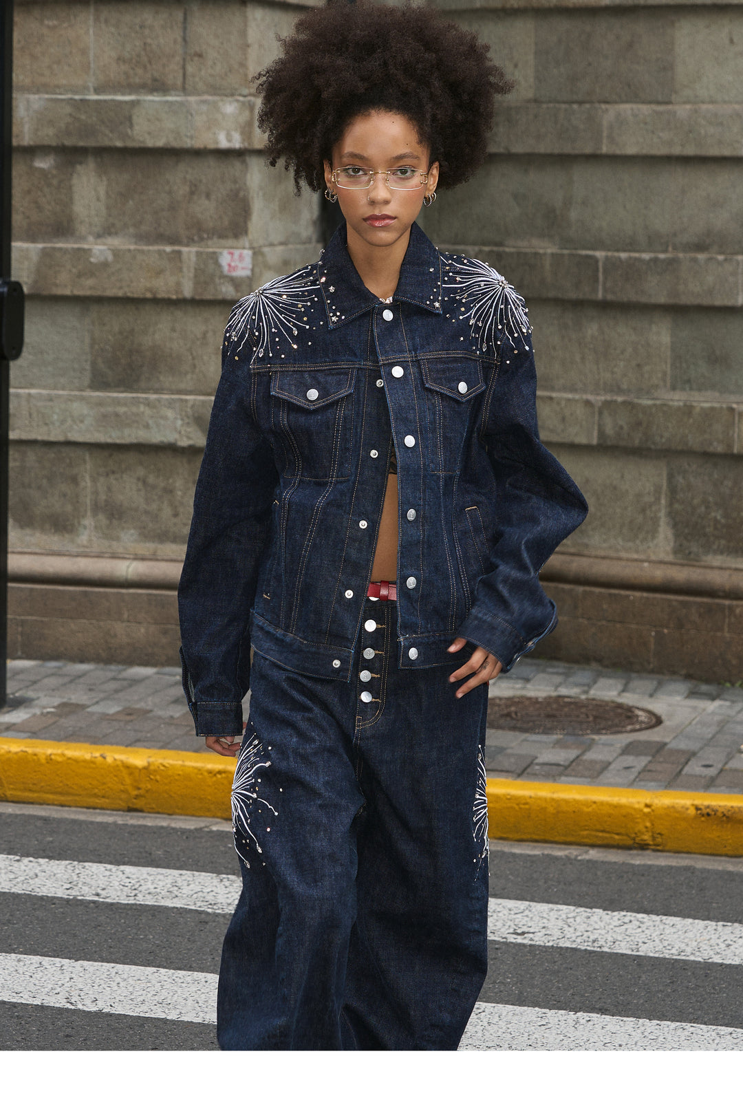 STEEPC Fireworks Rhinestone Denim Jacket | Face 3 Face