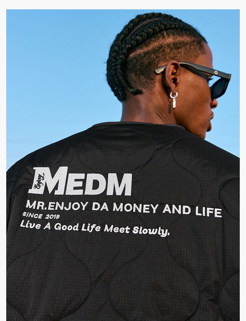 MEDM Embroidered Typography Quilting Jacket | Face 3 Face