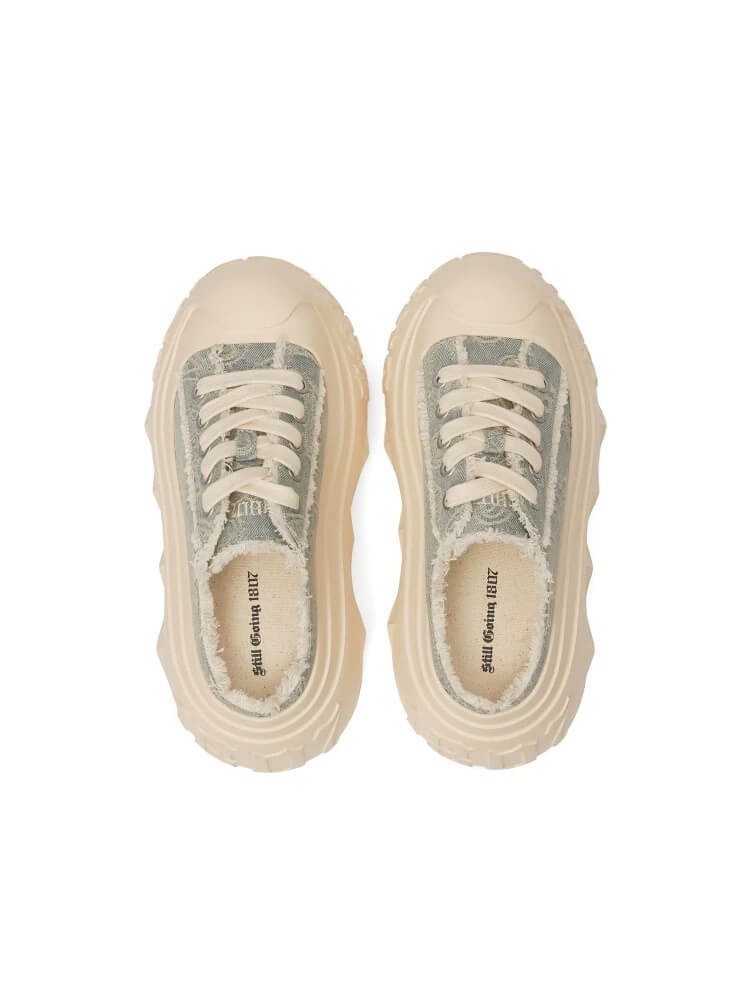 1807 INF-008 Gothic Lace Up Canvas Paisley Chunky Half Sneakers | Face 3 Face