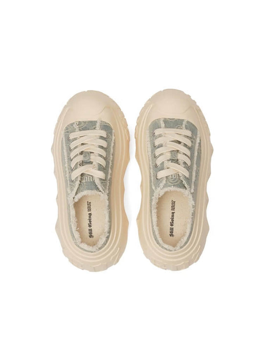 1807 INF-008 Gothic Lace Up Canvas Paisley Chunky Half Sneakers | Face 3 Face