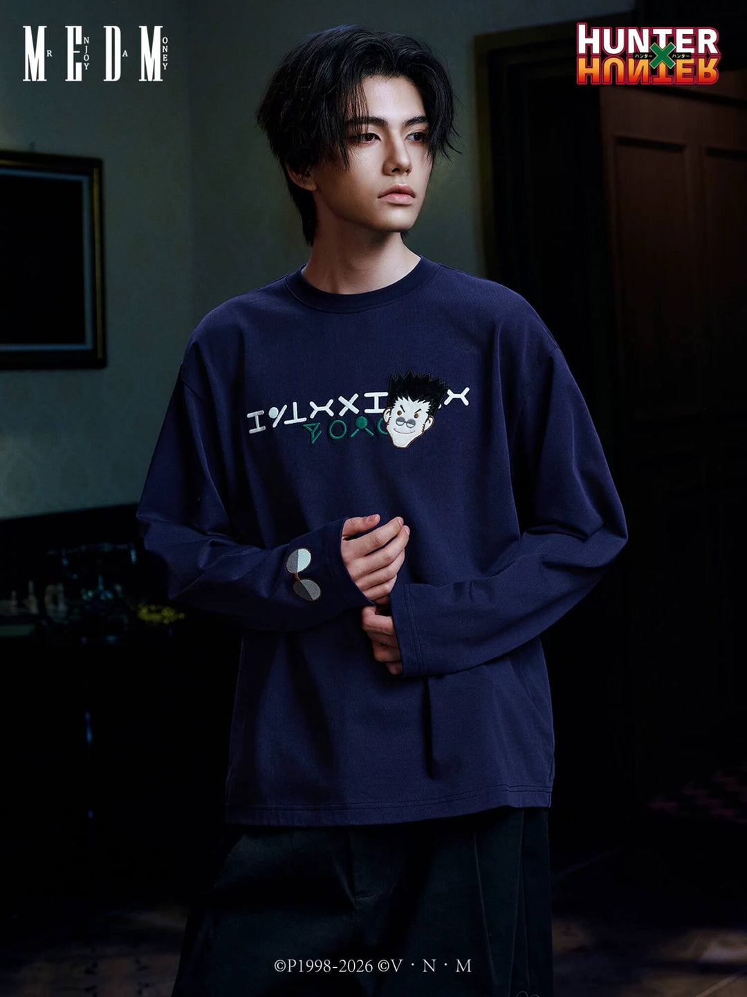 MEDM × HUNTER×HUNTER Character Embroidered Patch Long Sleeve Tee | Face 3 Face