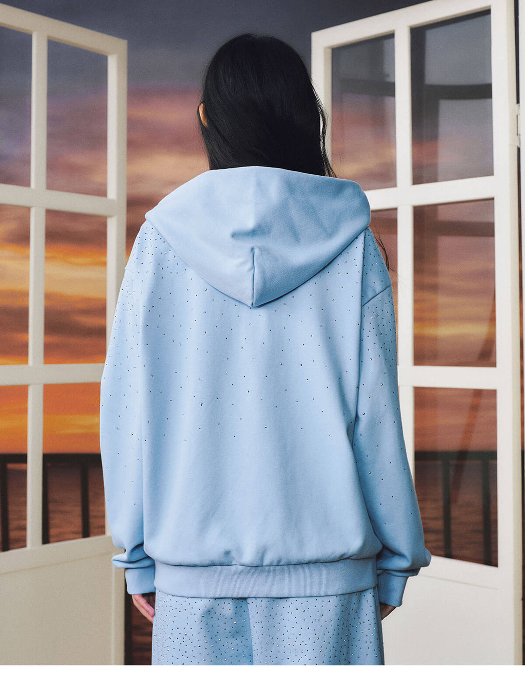 MEDM Starry Sky Rhinestone Zip Up Hoodie | Face 3 Face