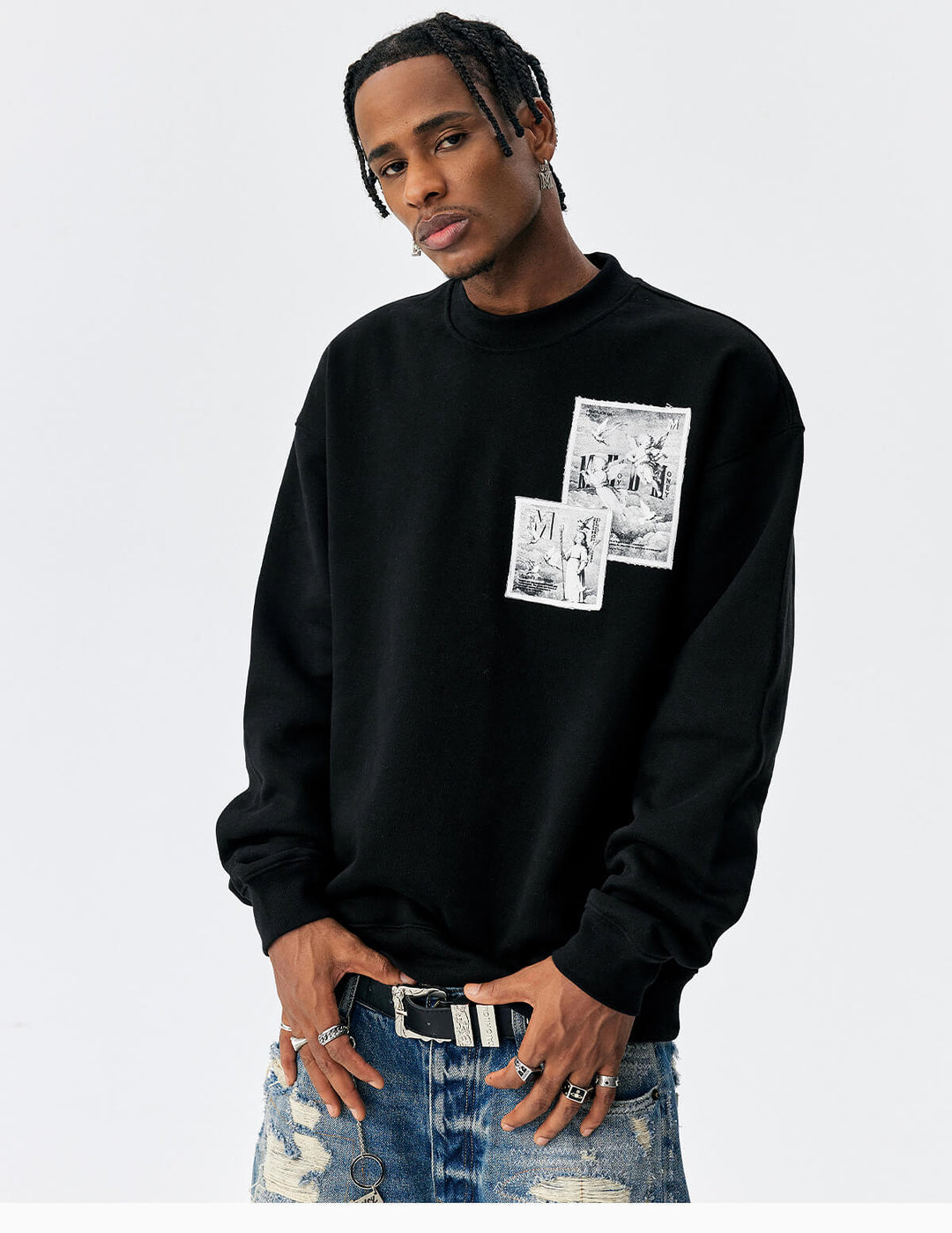 MEDM Angel Print Patch Sweatshirt | Face 3 Face