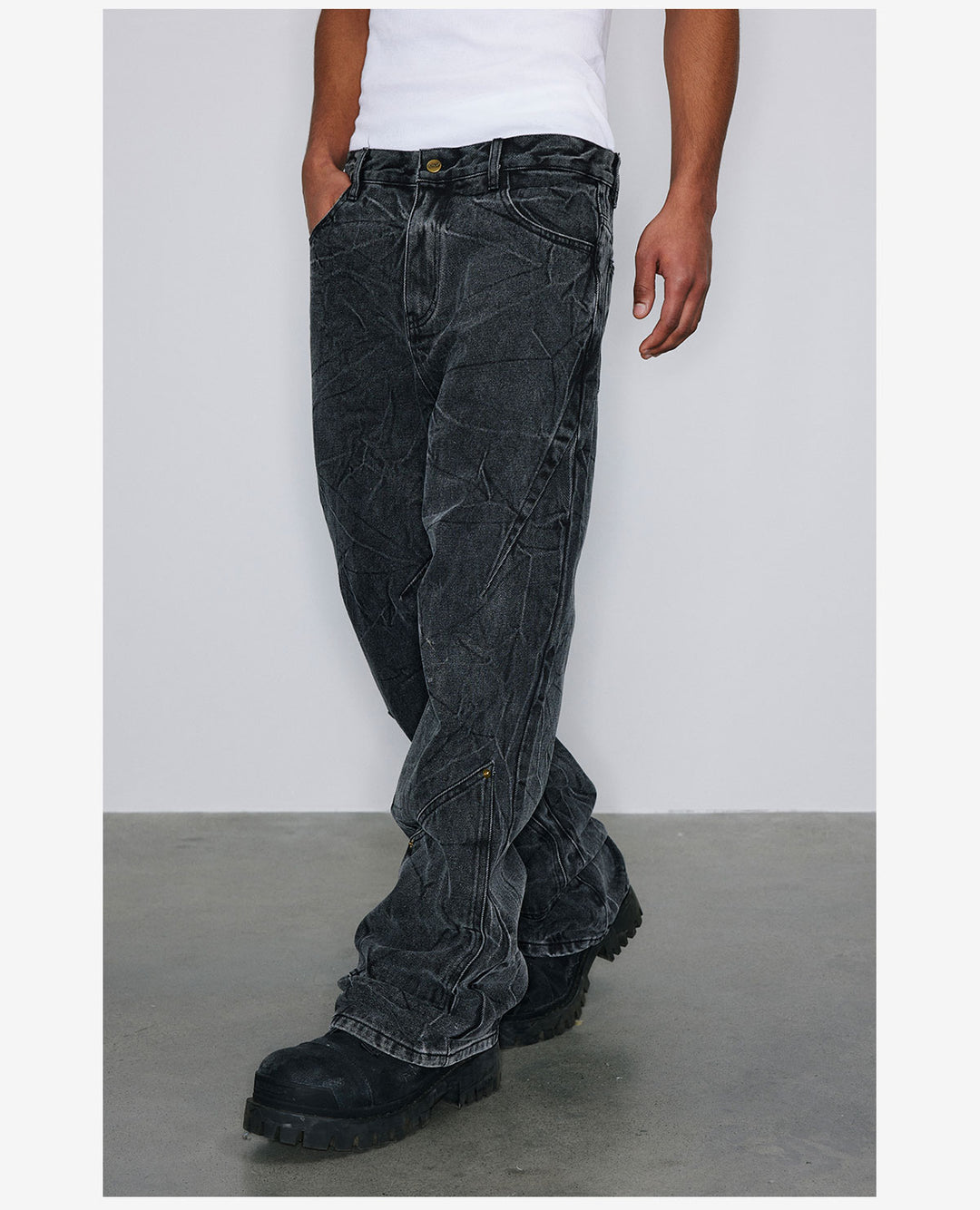 NOVACAM Water Ripple Washed Heavy Distressed Jeans | Face 3 Face