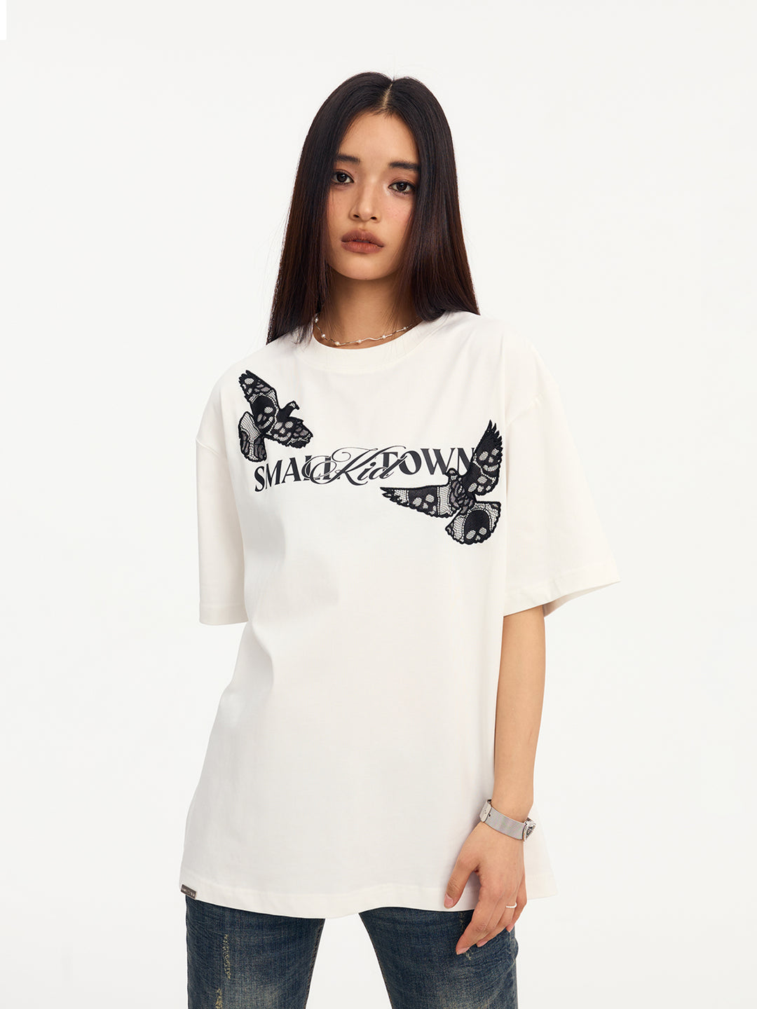 Small Town Kid Lace Embroidery Peace Dove Tee | Face 3 Face