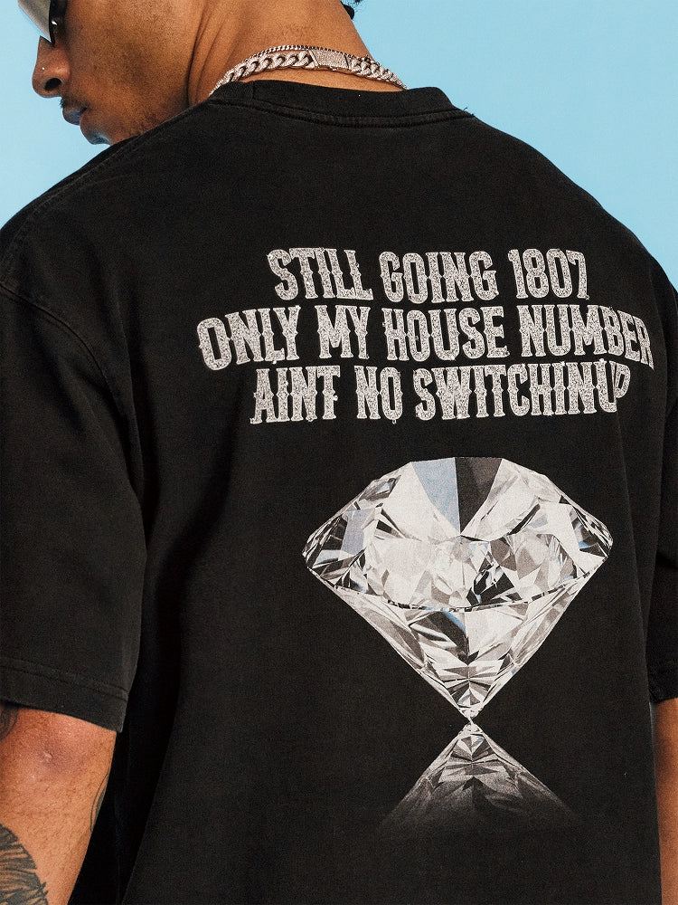 1807 SWAROVSKI Crystal Diamond Print Washed Tee | Face 3 Face