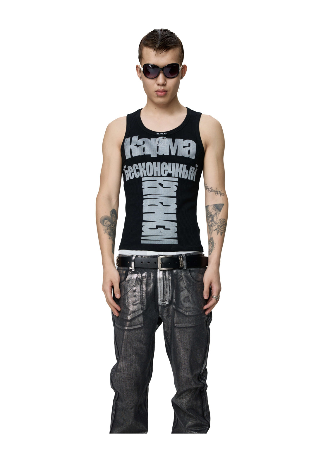 KARMANISTIC Logo Print Slim Tank Top | Face 3 Face