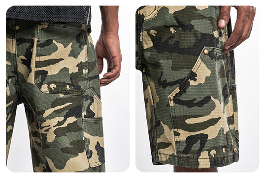 F3F Select Ripstop Double Knee Camouflage Studs Work Shorts | Face 3 Face