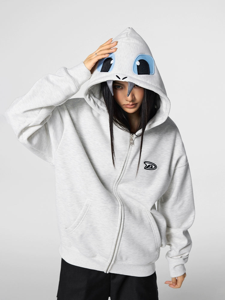 Achock Little Devil Embroidered Plush Zip Up Hoodie | Face 3 Face