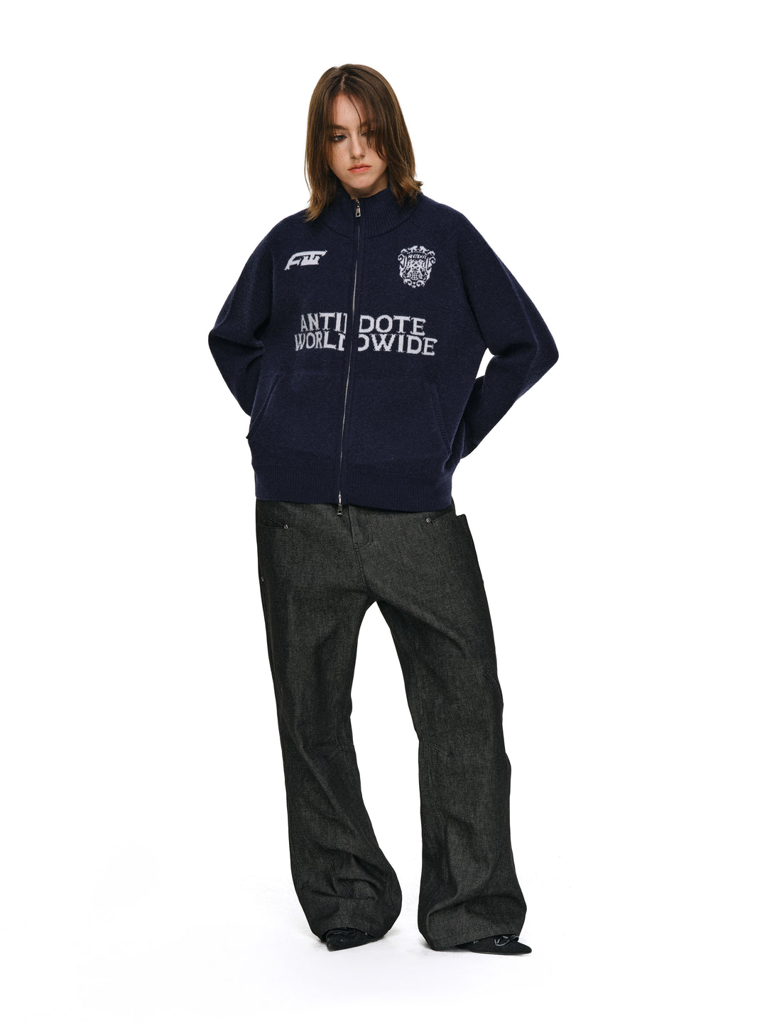 ANTIDOTE Logo Zip Knit Cardigan | Face 3 Face