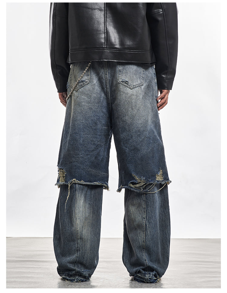 F3F Select Double Layer Ripped Baggy Jeans | Face 3 Face