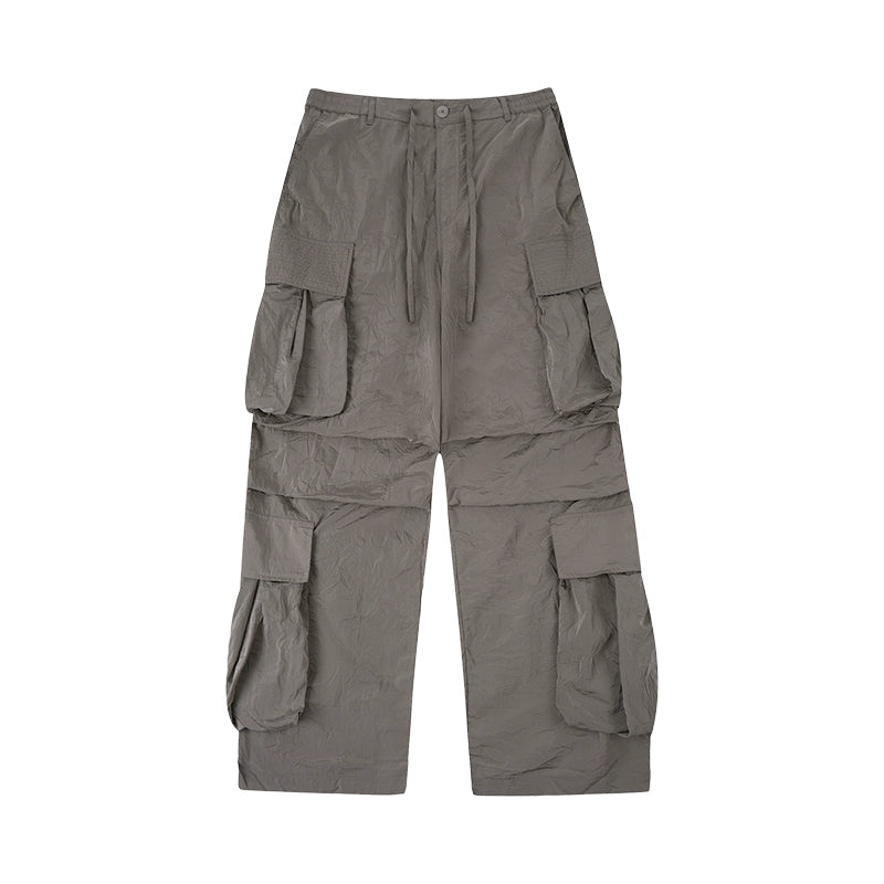 Labt Crinkle Texture Multi Pocket Nylon Cargo Pants | Face 3 Face
