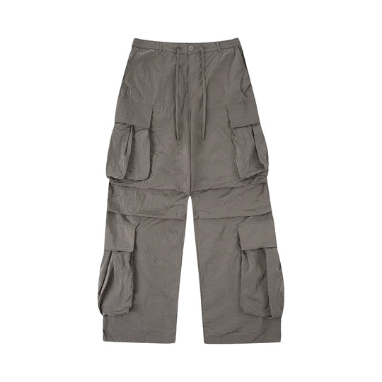Labt Crinkle Texture Multi Pocket Nylon Cargo Pants | Face 3 Face