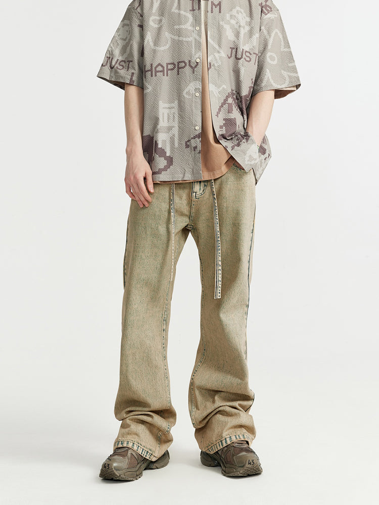 F3F Select Yellow Mud Dyed Old Washed Micro Jeans