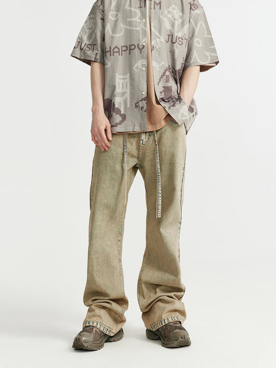 F3F Select Yellow Mud Dyed Old Washed Micro Jeans