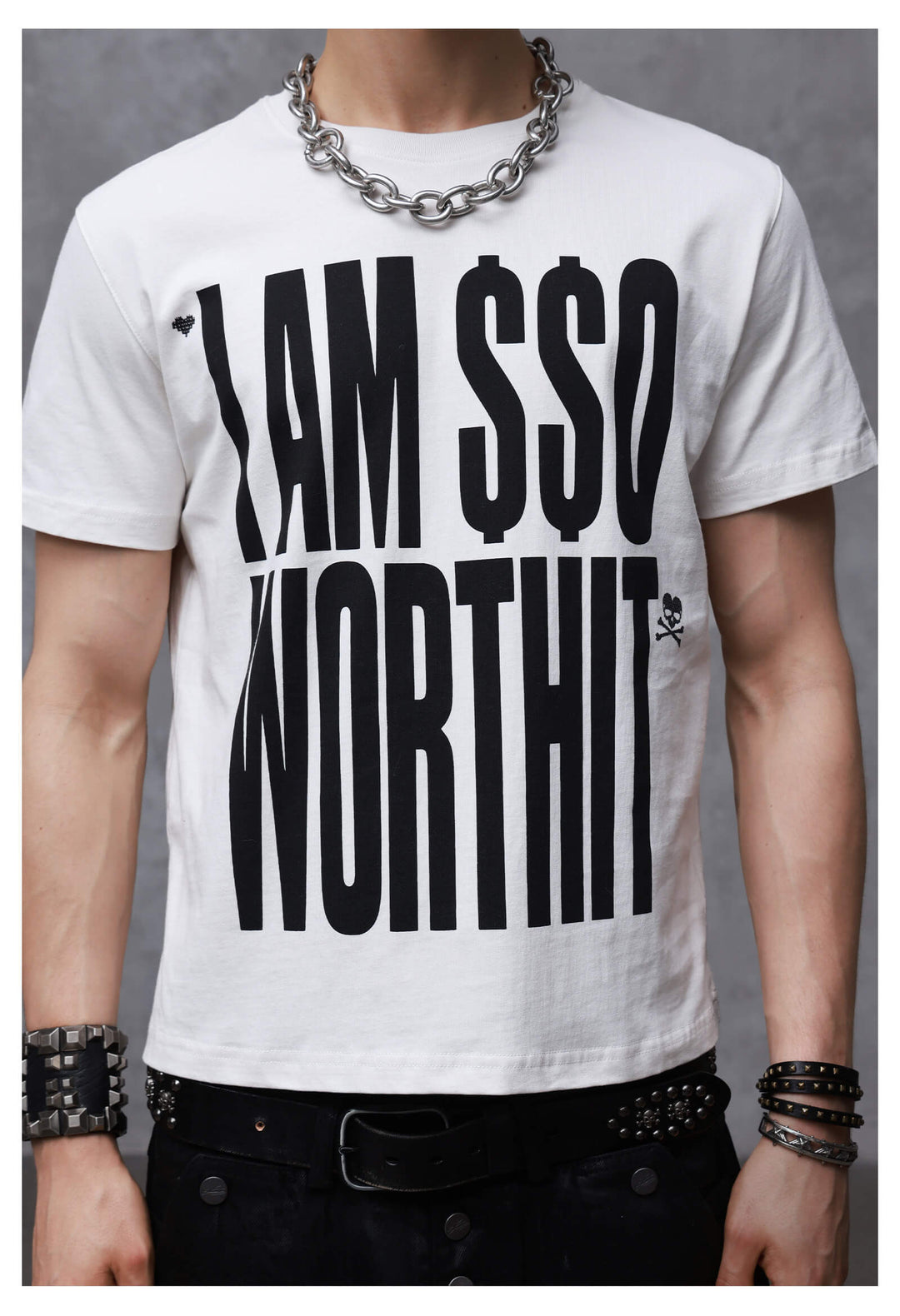 ANTIDOTE Heart and Skull Slogan Print Washed Short Sleeve Tee | Face 3 Face