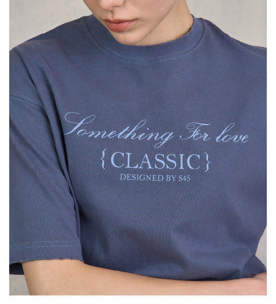 S45 Washed Distressed Letter Print Short Sleeve Tee